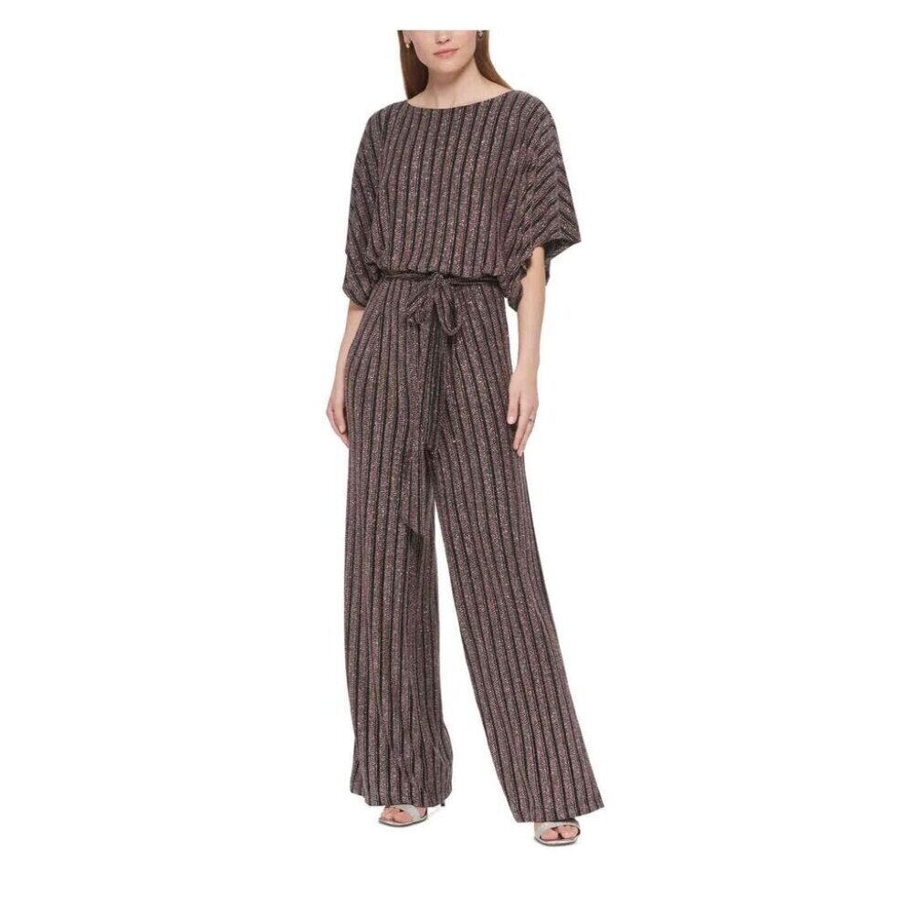 NWT Jessica Howard Womens Multi Glitter Knit Jumpsuit Size Small